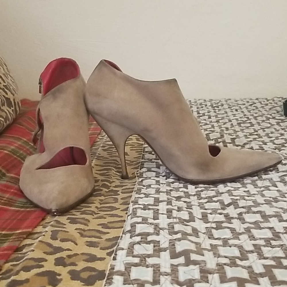Brown high-heels with red interior
